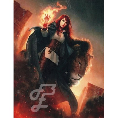 Femme feu avec son Lion