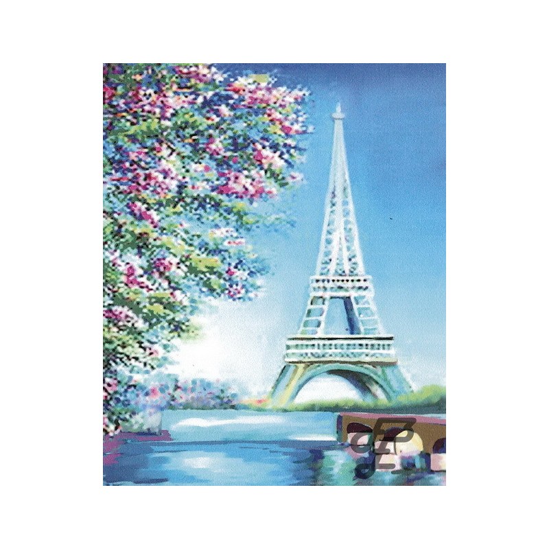 Tour Eiffel bleue et Cerisier