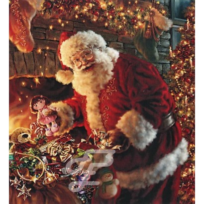 Père Noël devant sa cheminée